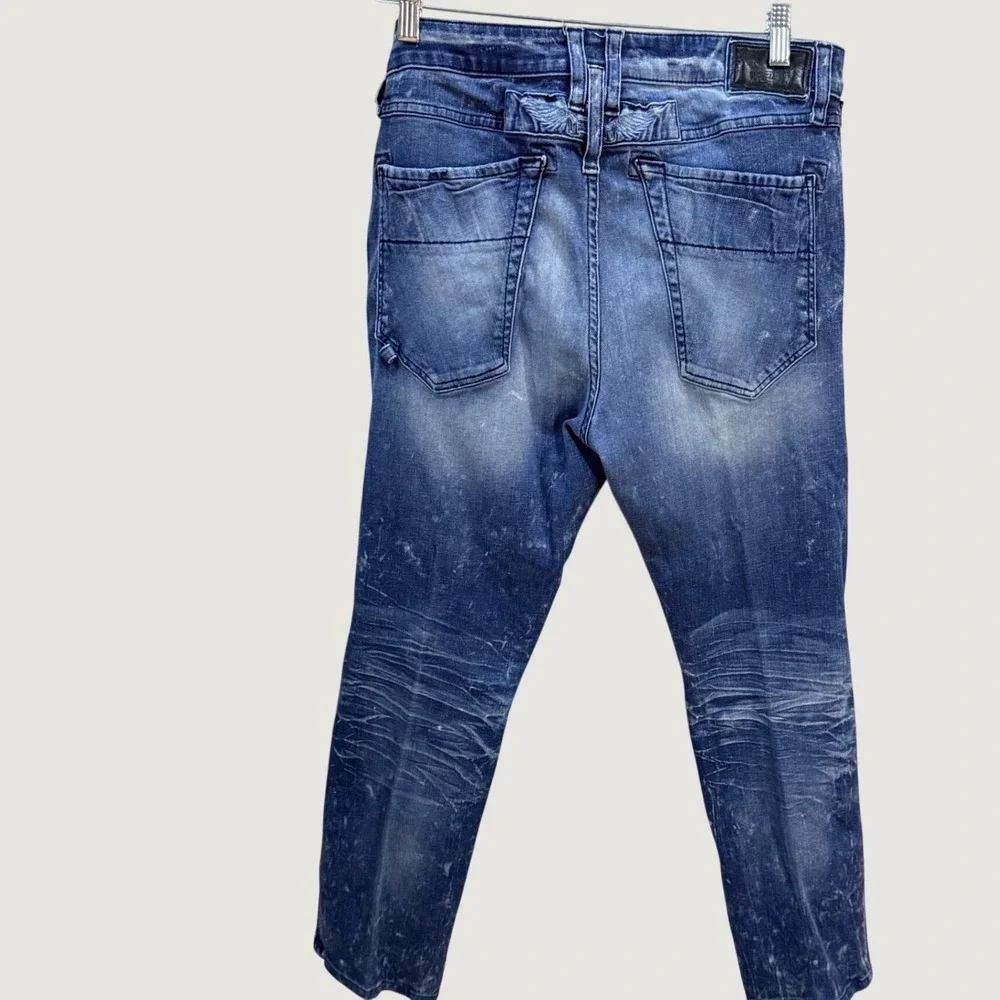 Robin's Jean Mens Blue Denim Biker Moto Jeans Zipper Detail Size 36 USA Made